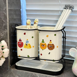 Luxurious Cream Colored Wall Mounted Kitchen Chopsticks Storage Box Draining Chopsticks Holder Household Spoon Cage