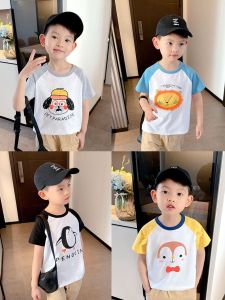 Áo Thun Cotton Trẻ Em Tay Ngắn Cổ Tròn Mùa Hè Thường Ngày Phong Cách Mới Cho Bé Trai Cỡ Nhỏ Vừa Thời Trang Áo Thun Cotton