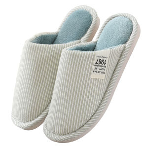 รองเท้าแตะผ้าลินินคอตตอนบุผ้าคลุมหัวสำหรับใช้ในบ้านและออฟฟิศ รองเท้าแตะแบบสวมหัวระบายอากาศได้ดี รองเท้าแตะแบบสวมหัวสำหรับคู่รัก