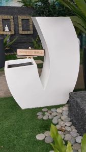 REX FP25 White Fiberglass Matte Flower Pot Pasu Bunga Garden Taman Plant Pokok Fiber Square Indoor Outdoor Tempayan