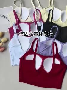 Womens Breathable Push-Up Sports Bra Fitness Top with Fixed Pads Yoga Bra Gym Wear Running Vest Sport Tops for Exercise Bra