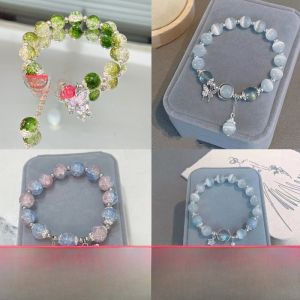 Butterfly Glass Bracelet Womens Ins Small Design Sweet Ice Crack Colorful Beads Best Friend Forest System Bracelet Gift