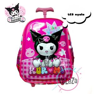 Tas Ransel Troli Anak Tas Dorong Tas Koper Anak Sekolah PAUD TK gambar 3D Timbul led nyala Tas troli anak tas anak ransel troli anak