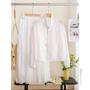XIAOER | Áo Khoác Mỏng Cổ Thun Dây Rút Tencel Cotton Cảm Giác Thoải Mái