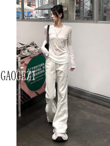 175 Tall Long American White Slightly Flared Sweatpants Womens Spring & Fall Drooping Straight Mop Sports Yoga Pants