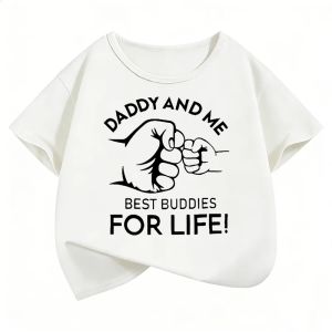 Bandai | "daddy and Me Best Buddies Foe Life" Letter Printed T Shirts Kids Childrens T-shirt Boys Girls Summer Spring Casual Top Tee