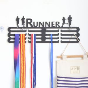 Marathon Medal Display Rack Iron Material No Drilling Required Running Achievement Holder Storage Organizer Wall Mounted