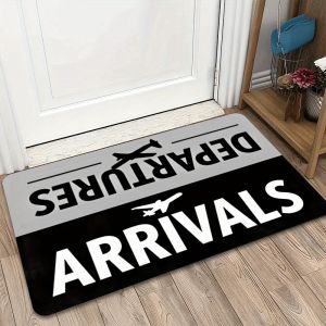 VIKAMA “Airplane Arrival and Departure” Pattern Doormat Non-Slip Washable Indoor/Outdoor Entryway Mat Home Decor