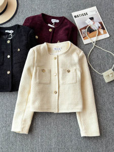 Elegant French Chic White Short Outerwear Womens High-End Sensation Niche Design Miniature Top Trendy Button Pocket Long Sleeve