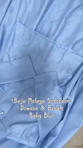 BAJU MELAYU SEMPURNA 2026 SLIM FIT COTTON BABY BLUE SEPASANG DEWASA & BUDAK - BAJU RAYA (C008BM) BMC