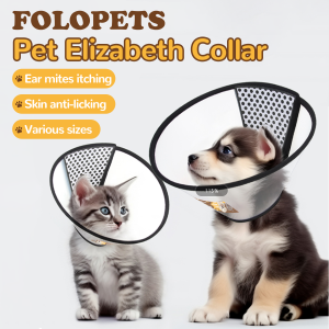 【Thicked】FOLOPETS Pet Elizabeth Cone E-Collar Dog Cat Head Cover Anti Bite Cone Pet Supplies