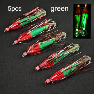 Ackibbik 5pcs Glow Squid Jig Hook Squid Umbrella Hook Shrimp Fishing Lures Saltwater Cuttlefish Octopus Lures