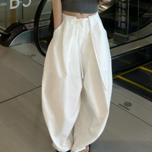 VKSOD | White Hollow Out Short Sleeve Top And High Waist Wide Leg Pants Two Piece Set Korean Design Womens Summer Slimming Outfit