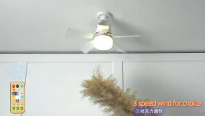 E27 Ceiling Fan with Light Small Ceiling Fan with Remote Control Led Lamp Fan for Living Room Kitchen