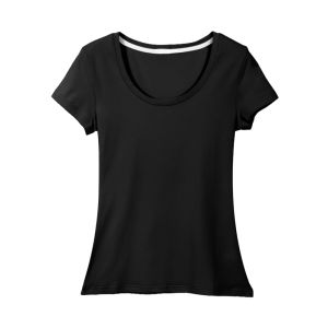 Black round Neck Tight Short Sleeve T-Shirt Womens Summer Dress Pure Cotton Silm Slim Looking Basic Style Western Style Unique Chic Tops