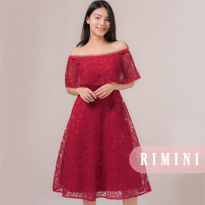 RIMINI - Dress Cewe Gaun Pesta Bruklat Sabrina Lace Natal Kondangan Xs-XL - Evelisha Dress 85754