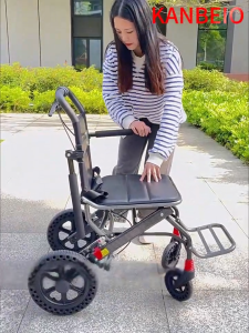 SG STOCK KANBEIO Foldable Travel Wheelchair - Portable Transport Wheelchair with Pull Rod for Elderly Seniors & Adults Only 10.2KGDual Shock AbsorptionAirplane & Train Friendly