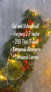 Premium Garland Natal Dekorasi Tangga Tanpa Kabel dengan Lampu LED