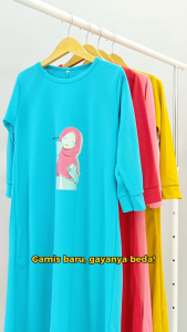 CF Kids Gamis Anak Perempuan Print DTF Be Happy Baju Muslim