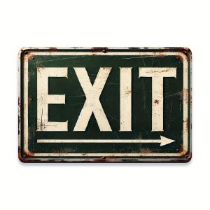 CIFbuy | Vintage Exit Metal Sign Rustic Garage Decor 7.87x11.81in Weathered Green