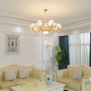 ยุโรปที่ทันสมัยเรียบง่ายบร็อคโคลี่6/8/12โคมระย้าคริสตัลห้องนั่งเล่นแสงสุทธิหยกสีแดงโคมระย้าคริสตัลห้องนอนห้องรับประทานอาหารแสง