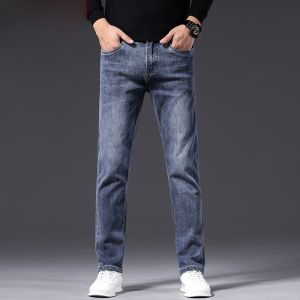 HENGYUANXIANG | Loose Straight Leg Mens Jeans Elastic Large Size Mid Youths Fashion City Autumn New Arrival Wear Resistant Cotton Denim Pants