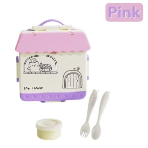 Bento Box for Kids Lunch Containers for Adults with 4 Compartments Sauce Container Utensils Food Picks and Muffin Cups