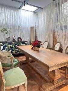 Retro Solid Wood Antique Long Table American Style Rustic Dining Table French Style Rectangular Desk Living Room Home Dining Table Tea Table