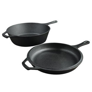 Vodool 10 Inch Cast Iron Frying Pan Pre-Seasoned Fry Pan for Frying Baking Grilling Indoor Outdoor Cooking