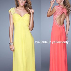 Yellow elegant long evening formal gown- US size: 2