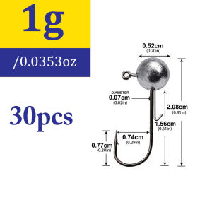 30pcs/lot 1g-20g jig fishing hooks with auxiliary hook jig head and soft worm fishing hooks for various weights of freshwate