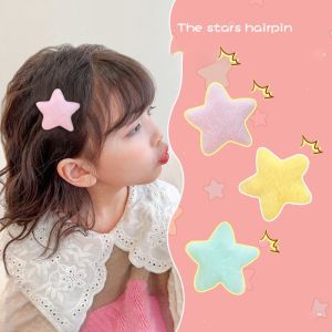 Color Plush Pentagram Star Hairpin for Women Sweet Cute Girly Charm Hair Clip Aesthetic Y2k Hair Accessories Gift