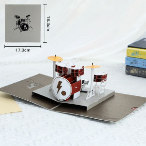 Creative Birthday Gift for Male Friends Foldable 3D Drum Shape Handmade Paper Carving High-End Elegant Premium Quality Valentines Day Card
