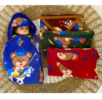 Selimut Bayi Topi Kupluk Lembut Karakter KING BEAR