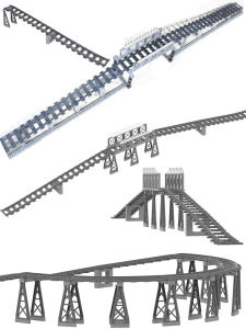 DIY Mini Particle Assembly Train Track Bridge Slope Switch Track High-rise Bridge Model Building Blocks Toy for Children