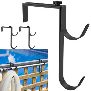 2Pcs Pool Pole Hanger Hook Adjustable Fence Hooks No Drill Rust Resistant Pole Holder for Swimming Pool