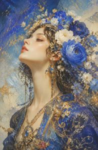 KAYOU | Acrylic Paint By Numbers Blue Vintage Goddess Oil Painting Package Art Picture For Bedroom Wall Adults Hand Painted Unique Gift