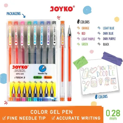 Color Gel Pen GPC-325 iTech3 Pulpen Pena Joyko 1 Set 8 Warna 0.28 mm