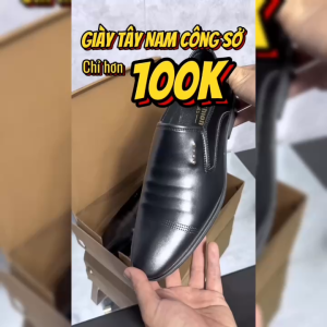 Giày tây nam da trơn mềm mũi nhọn thanh lịch thời trang đế khâu sẵn size 39 đến size 44