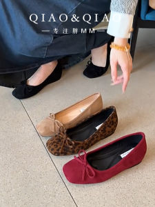 Red Ballet Flats Womens Wide Fit Comfortable Flat Bottom Butterfly Knot Large Size Shoes Increased Height Inner Design for Young Women