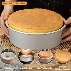 1-PCS Anodized Round Solid Bottom Cake Pan4/5/6/7/8/9/10 Inch Aluminum Alloy Cake Baking Mold for KitchenOvenCheesecakeBread