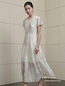3COLOUR·S | Velvet New Summer Round Neck High Waist Long Dress