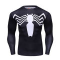 Quick Dry Elastic Fitness Clothing Long Sleeve Spiderman Venom Suit Men's Training Shirt Breathable Moisture Wicking Running Gym Workout Training Wear. 