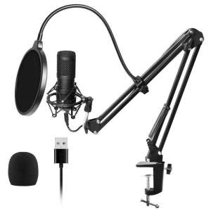 Professional Condenser Microphone With V8 Sound Card Set Microphone Condenser For Live Online Broadcasting
