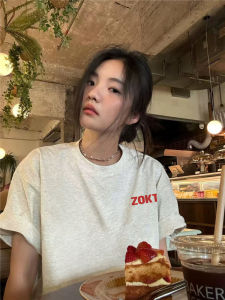 Áo Thun Cotton Mỹ Cổ Tròn Tay Ngắn Dáng Rộng Mùa Hè Thiết Kế Chữ Cái Thời Trang Nữ Chất Liệu Cotton Nguyên Chất in Họa Tiết