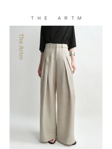 Elegant Business Casual Hemp and Linen Wide Leg Pants