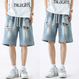 izzue | Quần Short Đenim Rách Phong Cách Retro