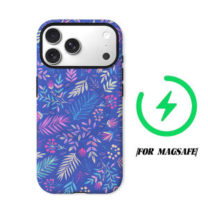 Bright Blue Tropical Foliage Phone Case for iPhone 18 17 16 15 14 13 12 11 Air Pro Max Plus Double-layer Cover