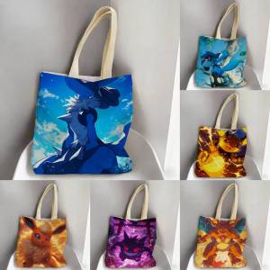 Bandai | Pokemon Legendary Pokemon Storage Bags Tote Bag Travel Summer Beach Shoulder Bag Reusable Grocery Shopping Bag Anime Artwork