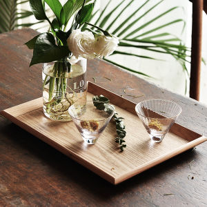 Japanese Style Wooden Rectangle Plate Fruit Bread Serving Tray Tea Tray Rustic Wood Platter Storage Tray Adult Use Dishware